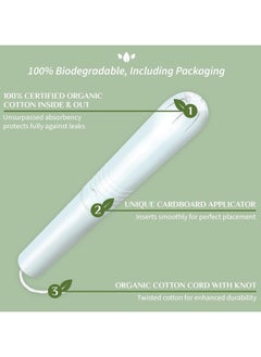 Organ(y)c Complete Protection Feminine Care Organic Cotton Tampons with Cardboard Applicator, Regular, 16 Pieces - Pack of 1  - Image 2