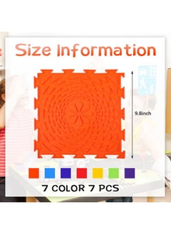 Maitys 7 Pcs Sensory Mat For Autistic Children Massage Game Mats Orthopedic Puzzle Play Mats Textured Sensory Floor Tiles For Kids Toddler Autism Room Indoor(Classic Color)  - Image 3