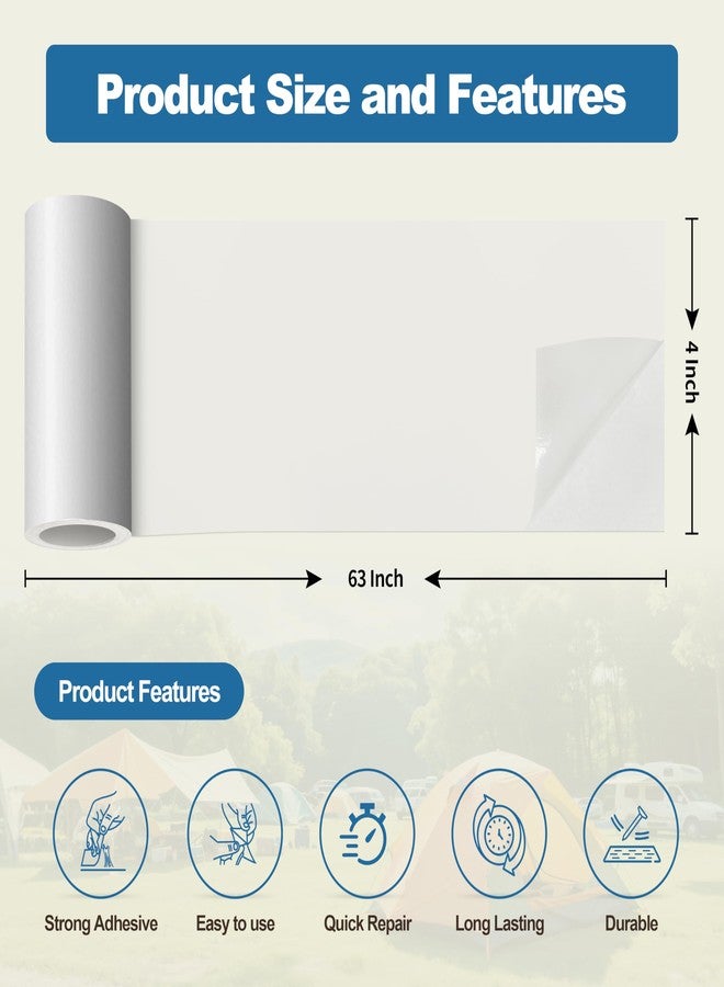 KING MOUNTAIN Self Adhesive Nylon Fabric Repair Tape, 4×63 Inches, Quick Down Jacket Repair Patch, Waterproof Outdoor Gear Patch Kit for Tent,Backpacks,Umbrella, Gloves, Sleeping Bag (Clear - Image 2