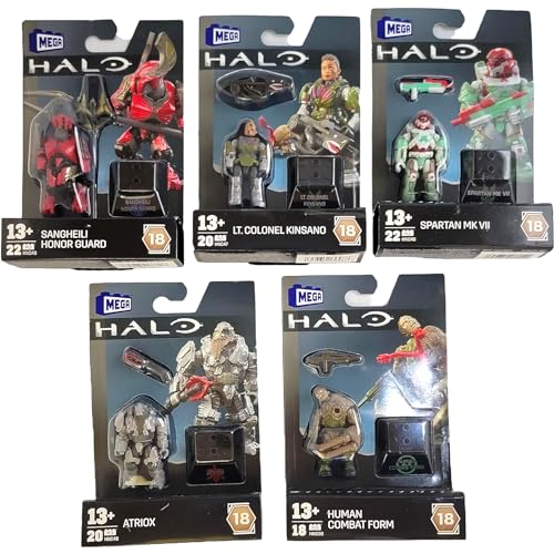 Mega Construx Halo Heroes Series 18 – Complete 5‑Figure Buildable Action Figure Bundle | Sangheili Honor Guard, Atriox, Spartan MK VII & More | Ages 13+ - Image 1