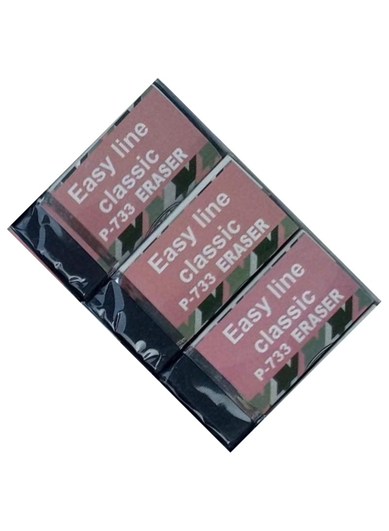 3 قطع ممحاة - استيكة - جومة سوداء صغيرة من إيزي لاين كلاسيك P733، مجموعة مكونة من 3 محايات -أسود - Image 3
