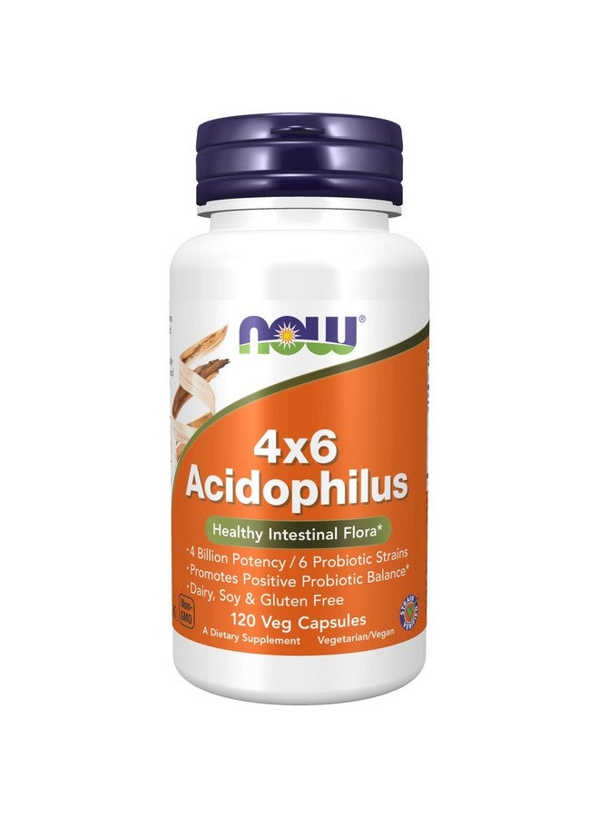 now Supplements Acidophilus 4X6 4 Billion Potency With 6 Probiotic Strains Strain Verified 120 Veg Capsules - Image 2