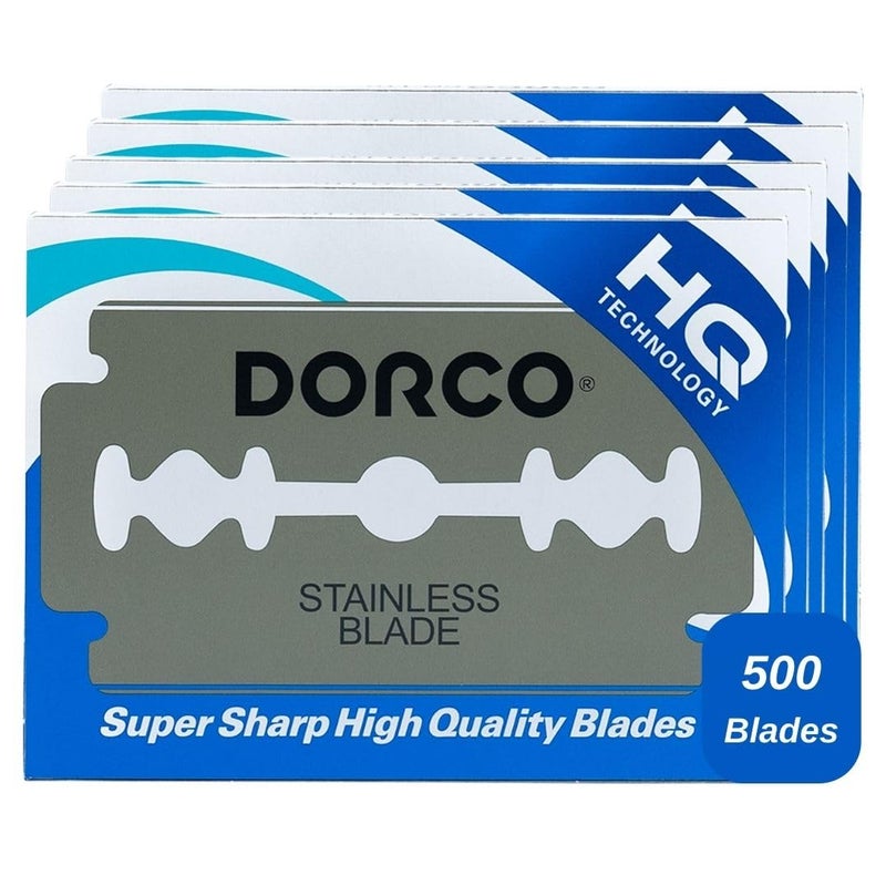Dorco ST300 Platinum Extra Double Edge Razor Blades 500 Count, Premium Stainless Steel Shaving Blades, Super Sharp for Smooth, Precise Shave, Stocking Stuffers - Image 1