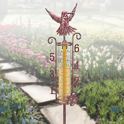 APSOONSELL APSOONSELL Rain Gauge Outdoor - 6" Capacity Rain Gauges with Metal Stake, Copper Rain Gauge Large Numbers Easy to Read  - Image 1