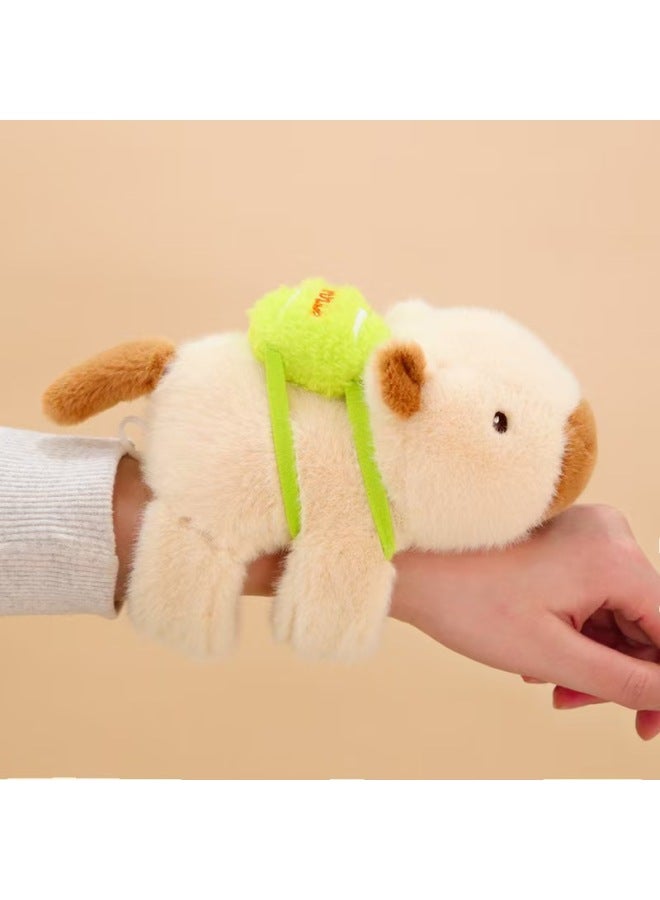 Capibala Capybara Pop Circle Turn Tail Blow Bubble Pull Nose Tortoise Plush Toy Pendant-Color:Capybara Pop Ring Baseball Beige Wagging Tail-Height:Bead Chain - Image 1