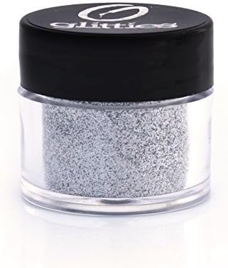 Glitties Brilliant Silver - Cosmetic Grade Extra Fine (.006") Loose Glitter Powder Safe for Skin! Perfect for Makeup, Body Tattoos, Face, Hair, Lips, Soap, Lotion, Nail Art - (10 Gram Jar)