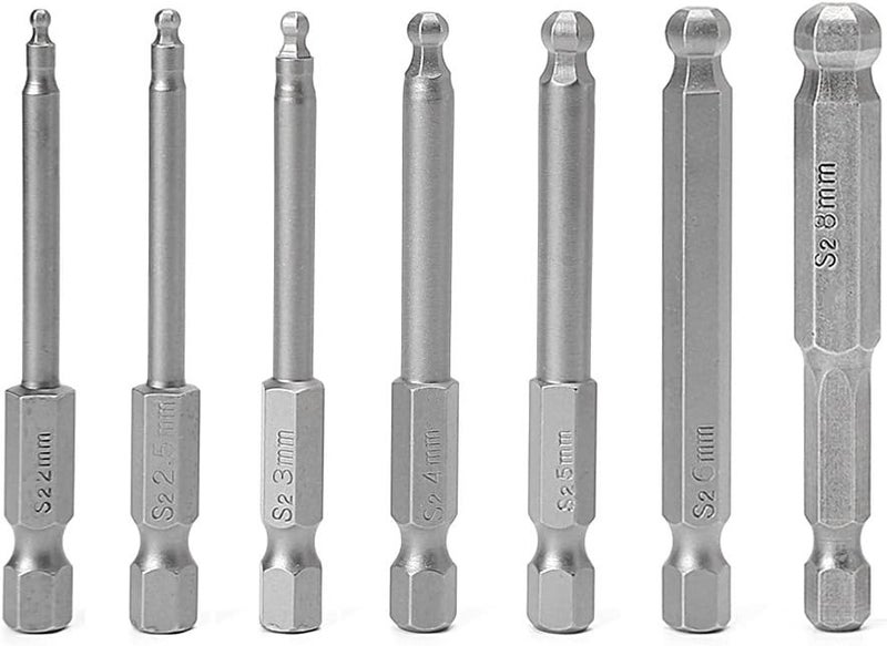 7 Pcs 2.5'' Magnetic Ball End Hexagon Head Screwdriver Bits 65mm - Image 1
