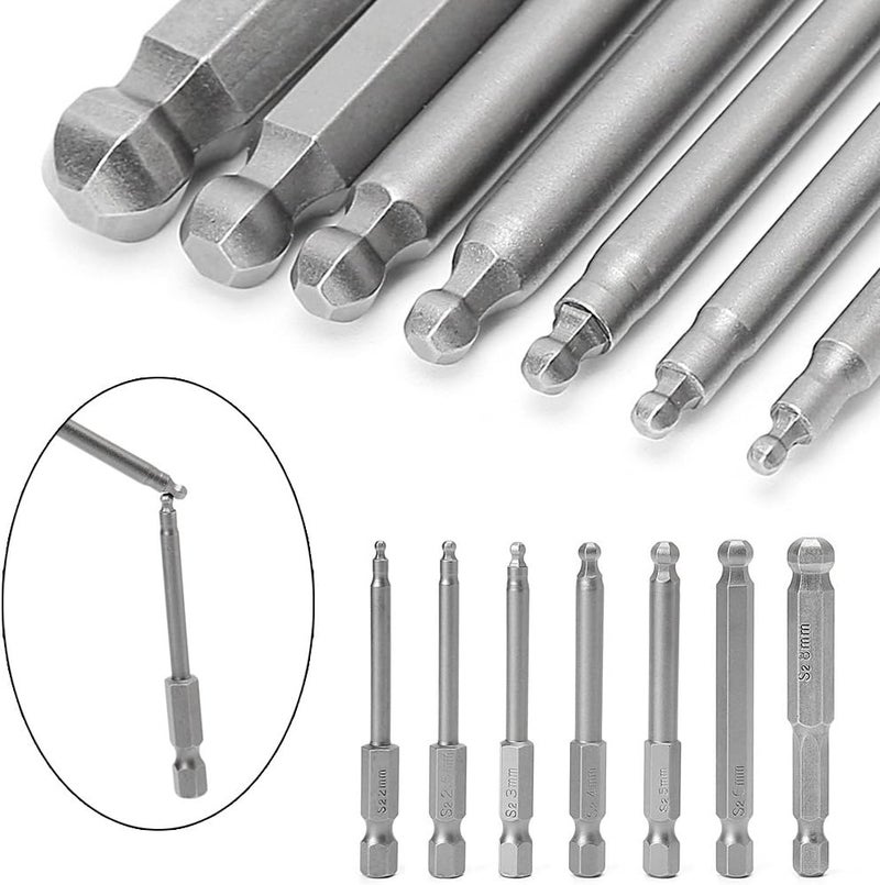 7 Pcs 2.5'' Magnetic Ball End Hexagon Head Screwdriver Bits 65mm - Image 3