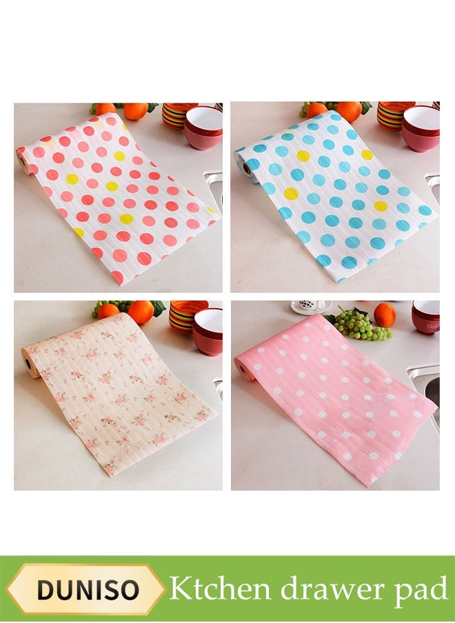 DUNISO 4 Rolls Shelf Liner, Kitchen Drawer Pad, Non Slip Non Stick Drawer Pad, Anti Fouling And Moisture Proof,  Easy To Cut，Suitable For Shelves, Refrigerators, Cabinets And Tables, 30 * 300cm  - Image 1