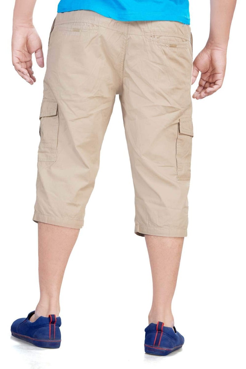 0-DEGREE Men's Regular Fit Three Quarter Shorts Beige 36 Inch Waist - Image 2