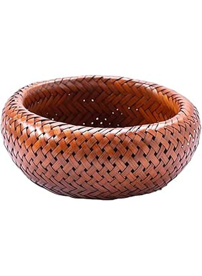 سلة تخزين كبيرة منسوجة 26x26x11 سم ذات طبقتين لتنظيم المطبخ وغرفة الطعام والمنزل - Image 1