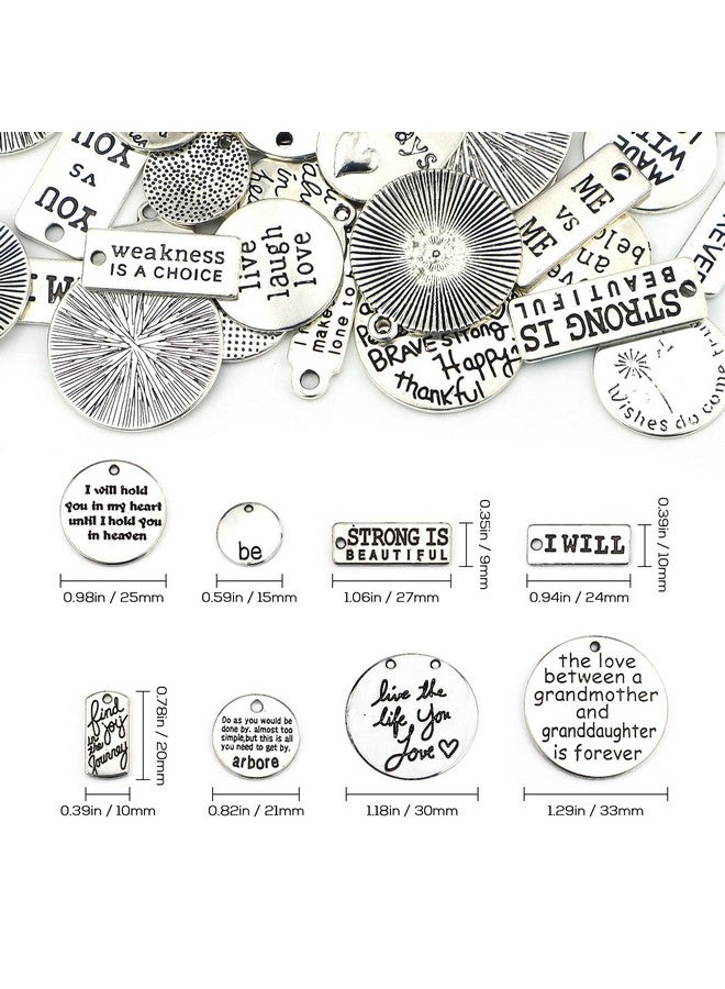 JIALEEY Motivational Charms Wholesale Bulk Lots Inspirational Message Charm Pendants For Crafting Jewelry Findings Making Accessory For Diy Necklace Bracelet 30Pcs - Image 2