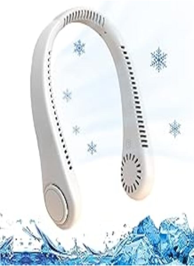Hanaiette Hanaiette Neck Fan - USB Rechargeable Mini Wireless Electric Fan - 360° Wearable Design - 3 Speeds, No Hair Twisting, Bladeless - Outdoor Silent and Cooling Necklace Fan (White) 