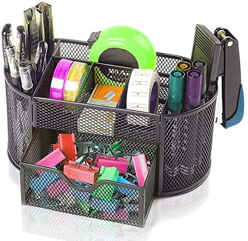 DONDA Metal Mesh Desk Organizer | Pen Stand for Office Table (Black) (9 Compartment) - Image 3