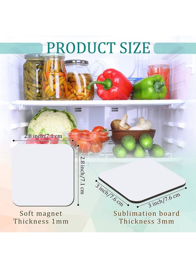 Flutesan 3 x 3 Inch Sublimation Blank Refrigerator Magnets Sublimation Square Fridge Magnets Sublimation Magnet Blanks MDF Sublimation Blanks DIY Decorative Magnets for Car Home Office Kitchen Wall (24) - Image 2