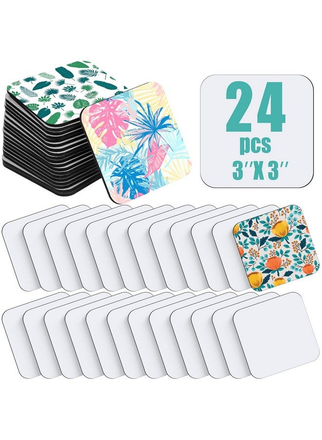 Flutesan 3 x 3 Inch Sublimation Blank Refrigerator Magnets Sublimation Square Fridge Magnets Sublimation Magnet Blanks MDF Sublimation Blanks DIY Decorative Magnets for Car Home Office Kitchen Wall (24) - Image 1
