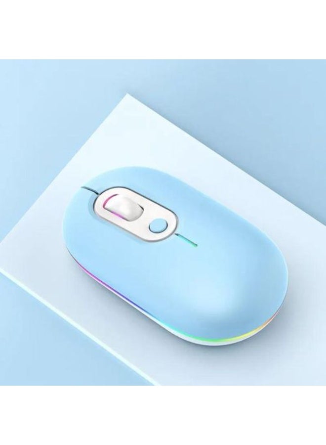 Terabyte Wireless Bluetooth + 2.4G Dual-mode Rechargeable LED Optical Mouse - Blue - Image 1