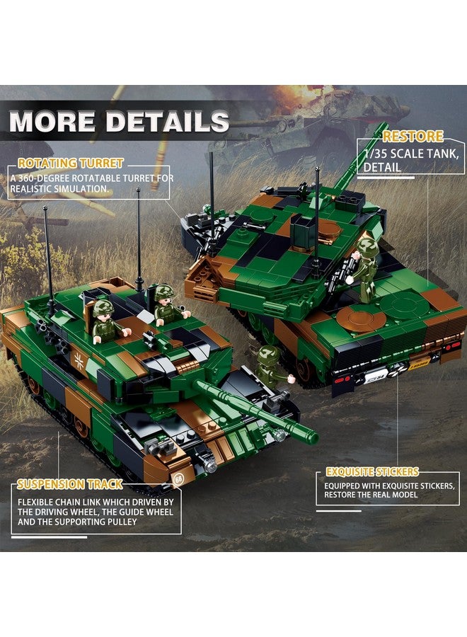 Sluban WW2 Army Tank, Inspired Leopard 2A5 2A4 Main Battle Tank Brick, 2 in 1 Military Tank, 2 Soldier Minifigures, Gifts for 6-12 Year Old Kids, Compatible with Lego Army Set, 766 PCS - Image 4