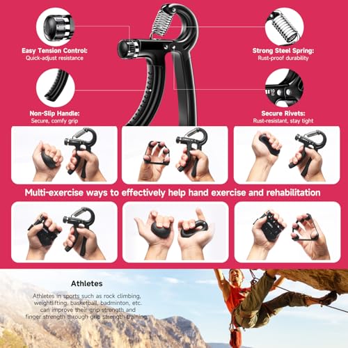 ZHENAN 5–60kg Adjustable Steel Hand Grip Strengthener 5PCS Kits for Forearm Fingers Wrist Workout | Resistance | Ergonomic Hand Exerciser for Men Women Combo Boxing Climbing - Image 2
