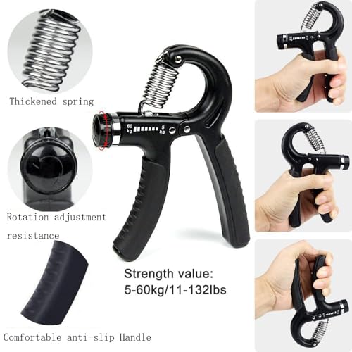ZHENAN 5–60kg Adjustable Steel Hand Grip Strengthener 5PCS Kits for Forearm Fingers Wrist Workout | Resistance | Ergonomic Hand Exerciser for Men Women Combo Boxing Climbing - Image 5