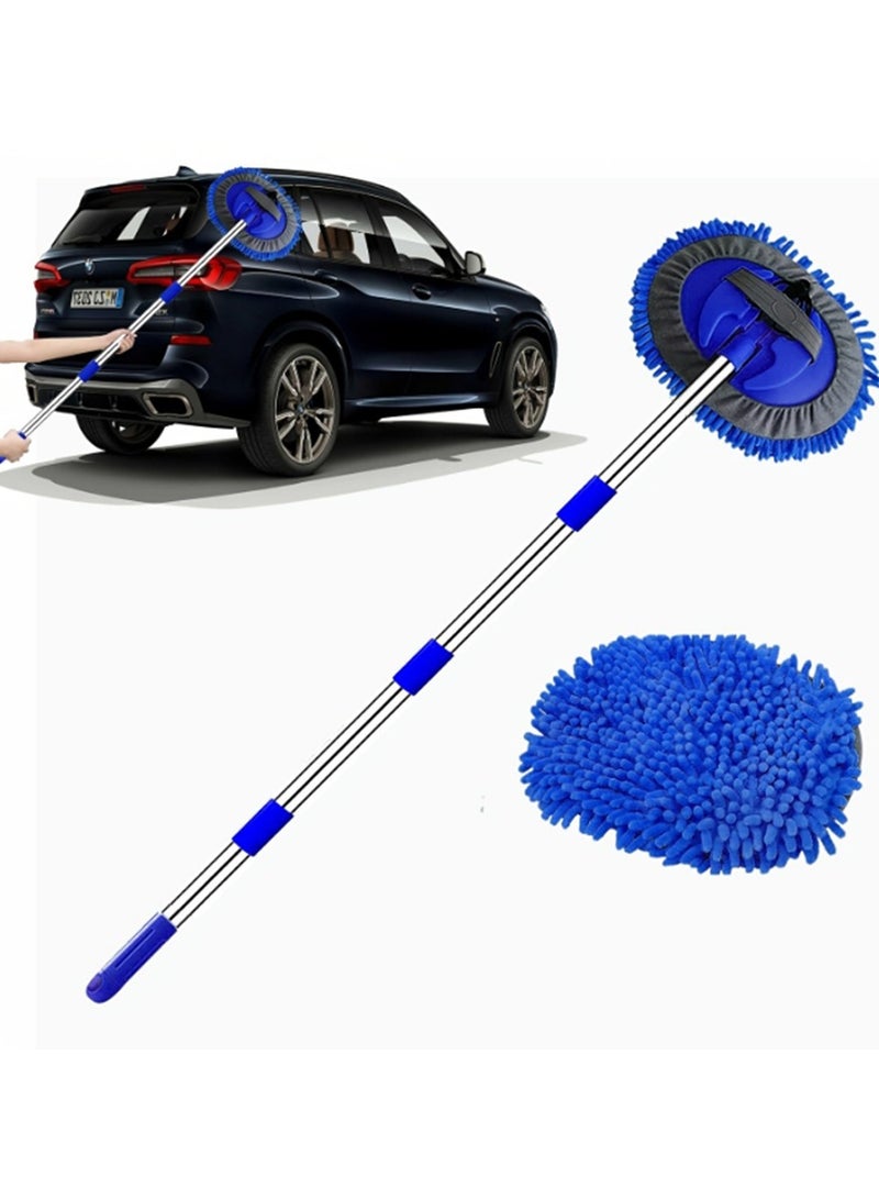 47.2-Inch (120cm) Car Wash Mop Kit - Car Cleaning Mop With Long Handle Stainless Steel Rod, Suitable For Motorhomes, Off Road Vehicles, Trucks, And Buses (Blue) - Image 1