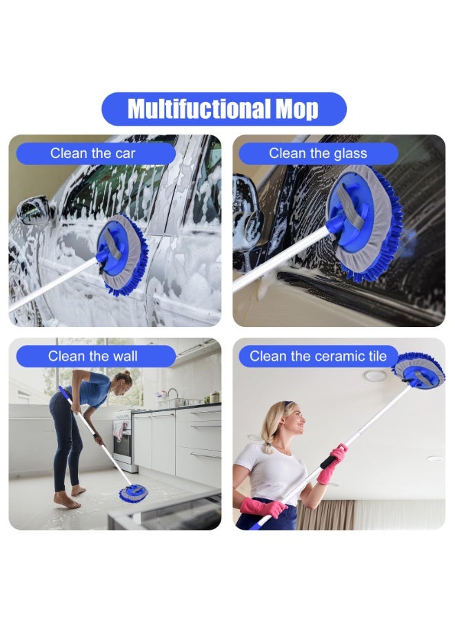 47.2-Inch (120cm) Car Wash Mop Kit - Car Cleaning Mop With Long Handle Stainless Steel Rod, Suitable For Motorhomes, Off Road Vehicles, Trucks, And Buses (Blue) - Image 4
