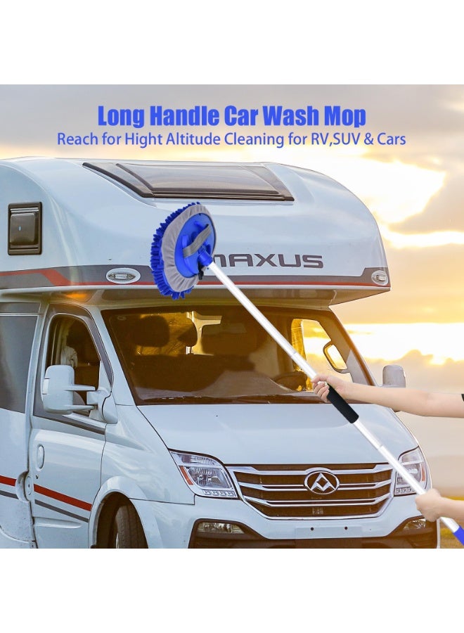 47.2-Inch (120cm) Car Wash Mop Kit - Car Cleaning Mop With Long Handle Stainless Steel Rod, Suitable For Motorhomes, Off Road Vehicles, Trucks, And Buses (Blue) - Image 3