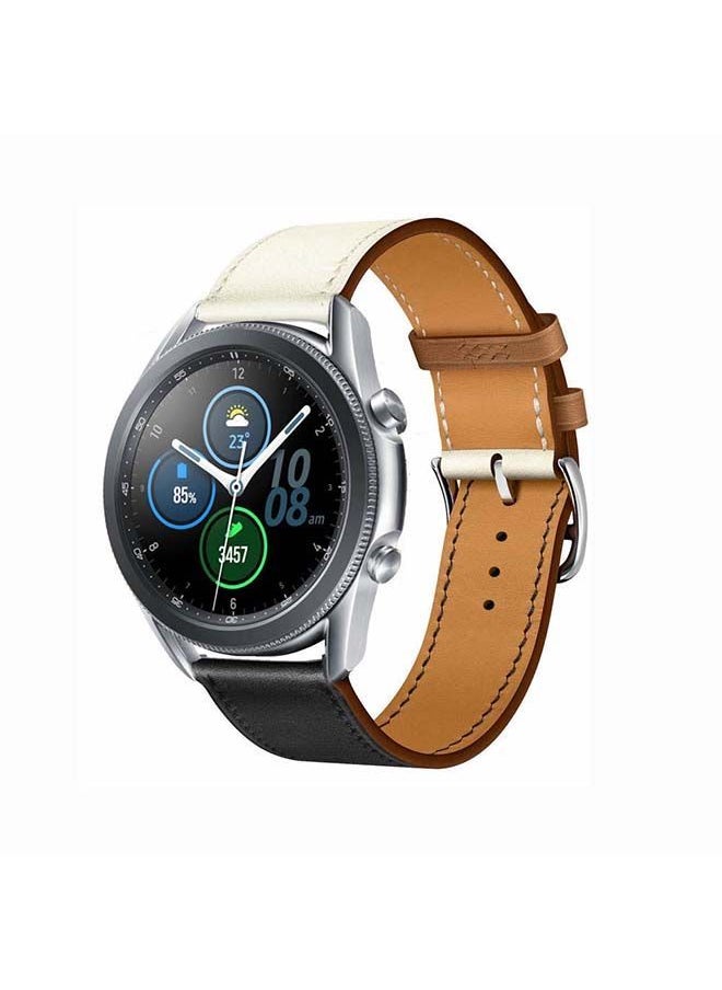 NIBEMINENT - Replacement Band For Samsung Galaxy Watch3 Noir/Blanc/Gold Swift - White Black - Image 1