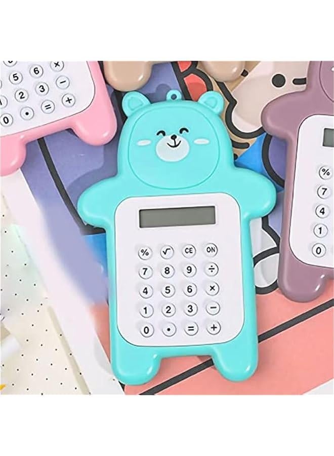 Student Calculator, Portable Cute Bear Style 8 Digit Calculator Mini Cartoon Calculator with Rubber ons, Student Calculator, Portable Cute Bear Style 8 DigCute Caculatators Caculatator Studen - Image 1