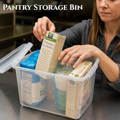 Lustroware Jumbo Food Storage Container Set of 2 with Lids – 12 & 17 Quart Airtight Latching Boxes, Heavy-Duty Stackable Bins for Rice, Flour, Pet Food, Closet, Pantry, Kitchen, Pantry, Made in Japan - Image 3