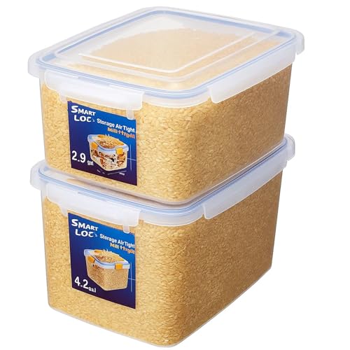 Lustroware Jumbo Food Storage Container Set of 2 with Lids – 12 & 17 Quart Airtight Latching Boxes, Heavy-Duty Stackable Bins for Rice, Flour, Pet Food, Closet, Pantry, Kitchen, Pantry, Made in Japan - Image 1