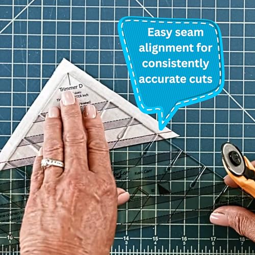 New Leaf Stitches Cleary Perfect Slotted Trimmer D by New Leaf Stitches – Quilting Ruler Template and Stencil for Cutting All Sides of Half Square Triangles – 7 Quarter-Inch Slotted Sizes 1.75 Inch to 7.75 Inch - Image 4