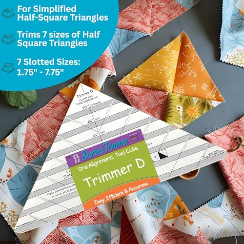 New Leaf Stitches Cleary Perfect Slotted Trimmer D by New Leaf Stitches – Quilting Ruler Template and Stencil for Cutting All Sides of Half Square Triangles – 7 Quarter-Inch Slotted Sizes 1.75 Inch to 7.75 Inch - Image 3