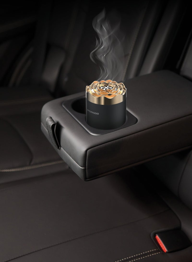 porodo Rose Mini Incense Burner with Wide Area Coverage & Quiet Operation / 1800 mAh Rechargeable Battery / Auto Shut Off Safety Feature - Gold/Black - Image 2