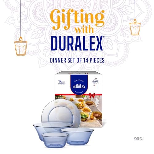 Duralex® France 14 Piece Tempered Glass Dinner Set | 3X Stronger & Durable | Microwave & Dishwasher Safe | Ultra Scratch Resistant | Marine (SkyBlue) | for Dining & Gifting - Image 4