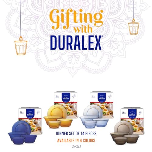 Duralex® France 14 Piece Tempered Glass Dinner Set | 3X Stronger & Durable | Microwave & Dishwasher Safe | Ultra Scratch Resistant | Marine (SkyBlue) | for Dining & Gifting - Image 5