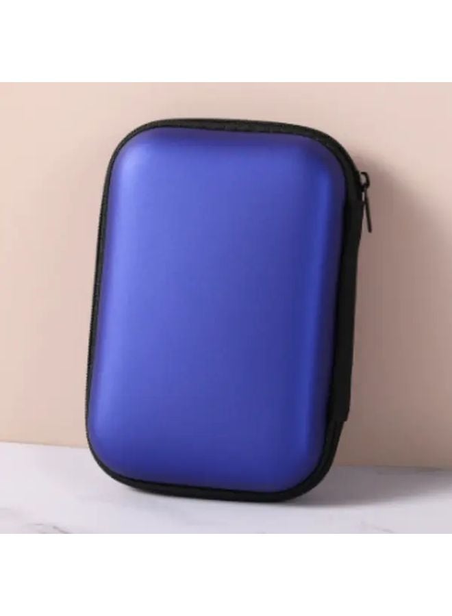 Blue Portable Anti Fall Cable Management Box with Zipper Closure for Home Office Travel Tech Accessories Storage - Image 1