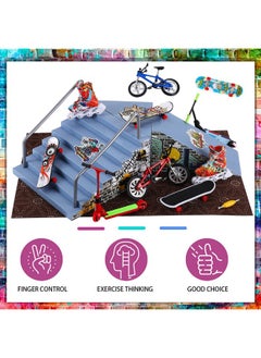 Civaner Fingerboard Skatepark Set 24 Pcs Fingerboard Finger Skateboards Ramp Fingerboard Accessories With Mini Finger Toy, Roller Skate, Finger Bike, Finger Scooter, Hand Board  - Image 5