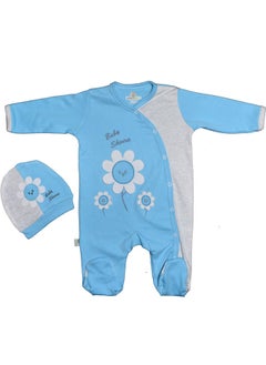 Baby Sunflower Jumpsuit footed with Beanie set