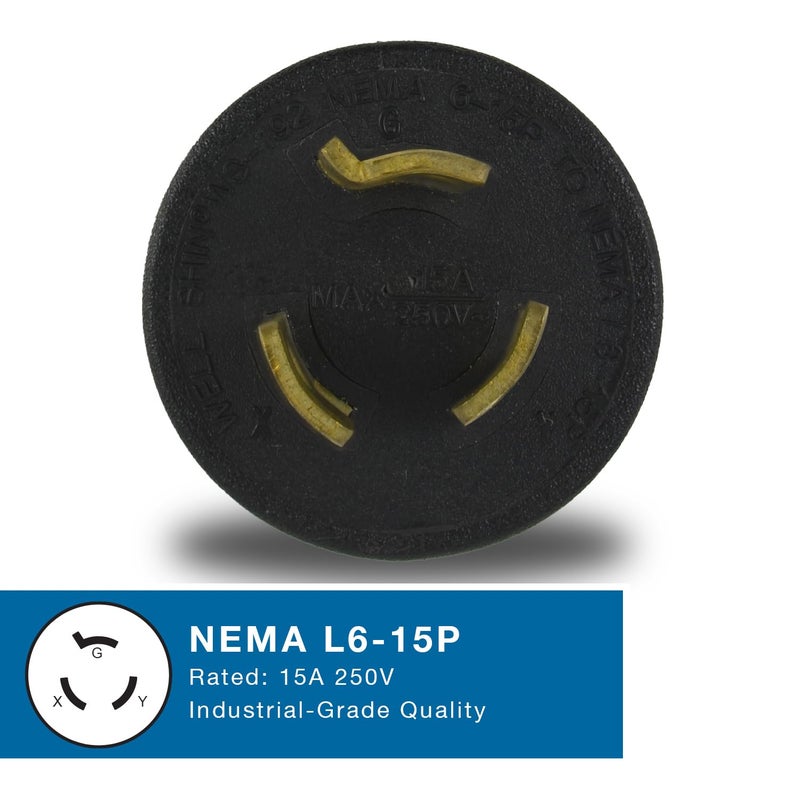 Conntek 30121 NEMA L6-15P to NEMA 6-15R UNO Locking Plug 250-Volt Adapter - Image 2