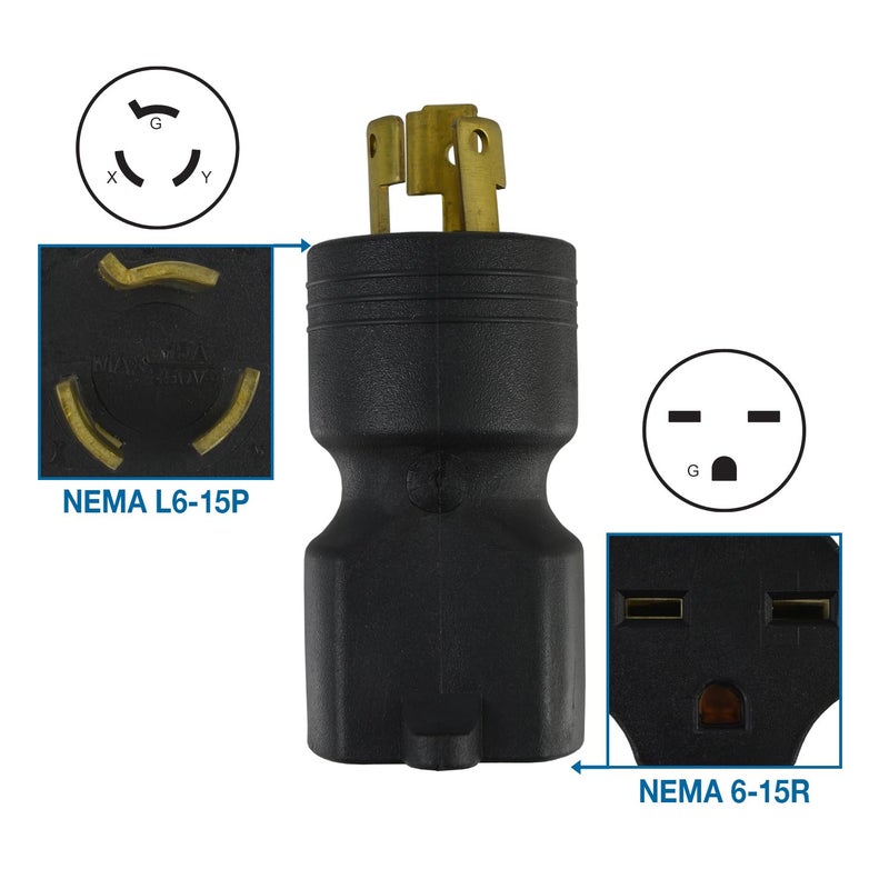Conntek 30121 NEMA L6-15P to NEMA 6-15R UNO Locking Plug 250-Volt Adapter - Image 4