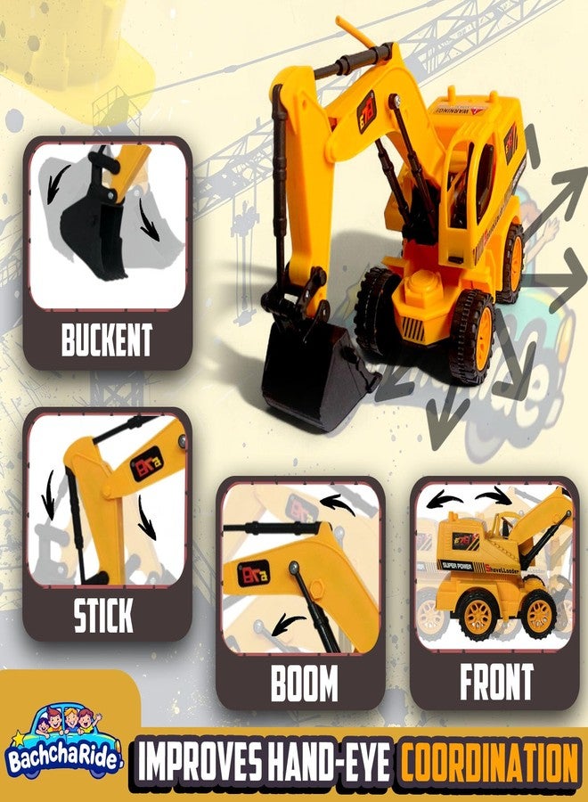 BachchaRide Remote-Controlled JCB Digger Toy for Kids with Movable Shovel, Lights & Realistic Design - Indoor/Outdoor Construction Vehicle Play Toy (Yellow, 8037) - Image 2