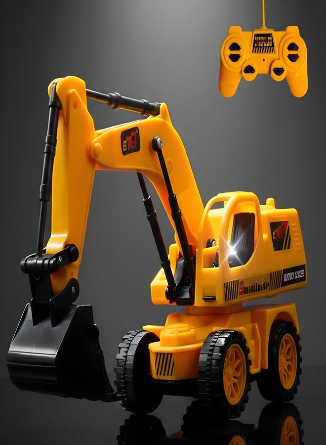 BachchaRide Remote-Controlled JCB Digger Toy for Kids with Movable Shovel, Lights & Realistic Design - Indoor/Outdoor Construction Vehicle Play Toy (Yellow, 8037) - Image 1