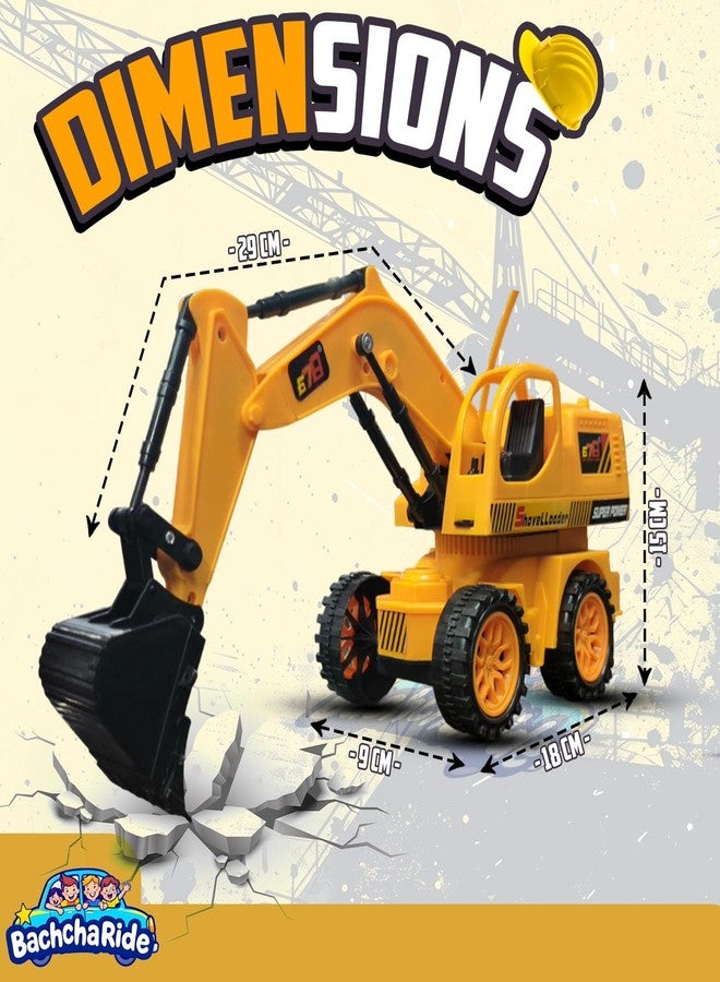 BachchaRide Remote-Controlled JCB Digger Toy for Kids with Movable Shovel, Lights & Realistic Design - Indoor/Outdoor Construction Vehicle Play Toy (Yellow, 8037) - Image 3