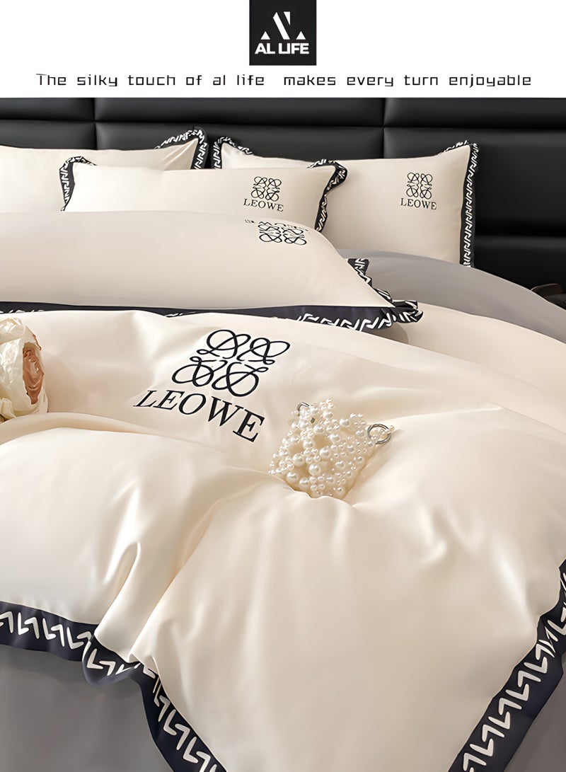 Al LIFE AI LIFE Washed Silk 4-Piece King Size Set- 1×Cover set 220×240cm, 1× Bedsheet 245×265cm, 2×Pillowcases 48×74cm Without Filling-Durable, Fade Resistant For All Season.  - Image 2