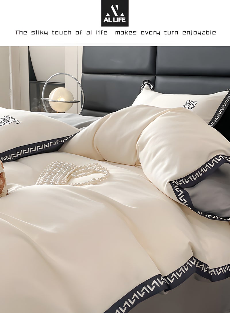 Al LIFE AI LIFE Washed Silk 4-Piece King Size Set- 1×Cover set 220×240cm, 1× Bedsheet 245×265cm, 2×Pillowcases 48×74cm Without Filling-Durable, Fade Resistant For All Season.  - Image 3