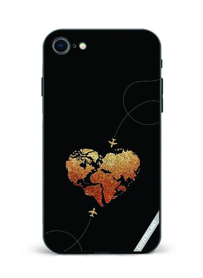 Protective Case Cover For Apple iPhone SE 2020 Travel Design Black