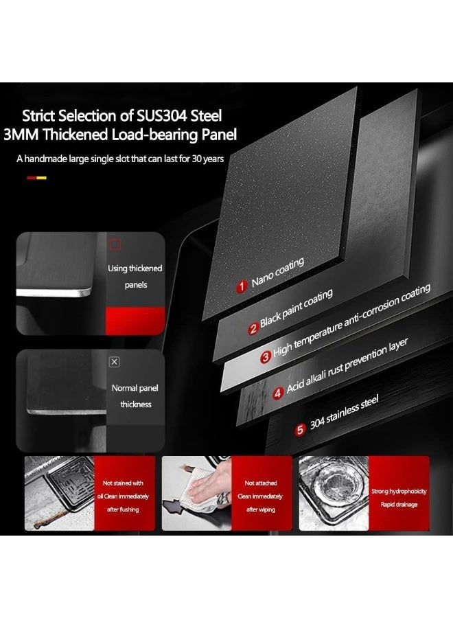 Modern Stainless Steel Undermount Sink with Dual Basin, Vegetable Basin, Pull-Out Tap, Cup Washer & Drainboard - Image 5