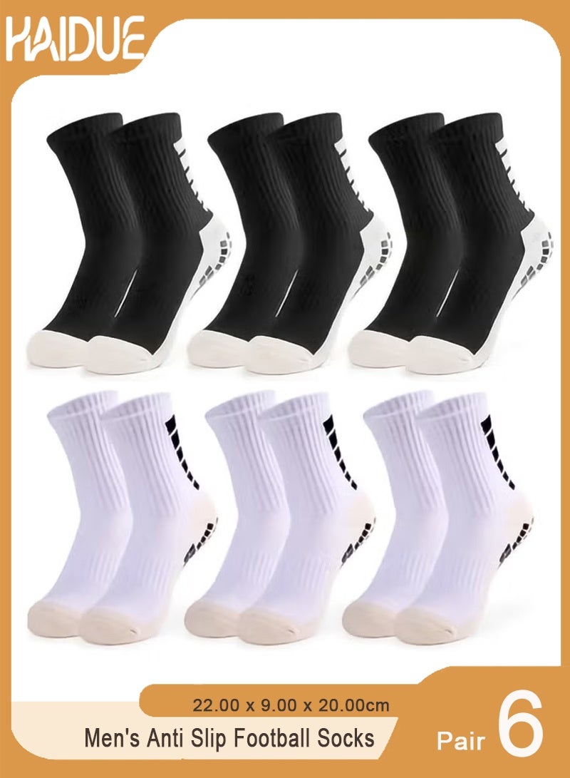 6 Pair Men's Anti Slip Football Socks 22.00 x 9.00 x 20.00cm