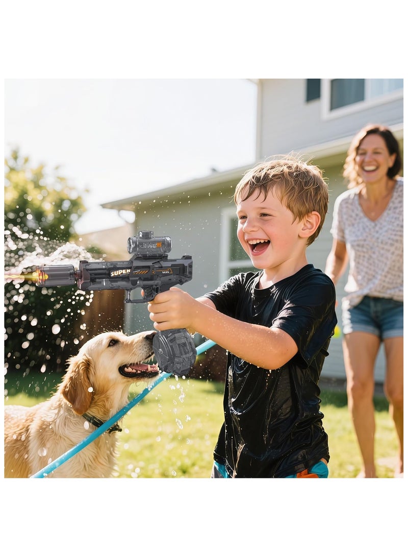 Electric Water Gun for Adults Kids, Automatic Squirt Watergun Pistol with Flashing Muzzle, Summer Outdoor Pool Beach Party Toys, Black  - Image 5